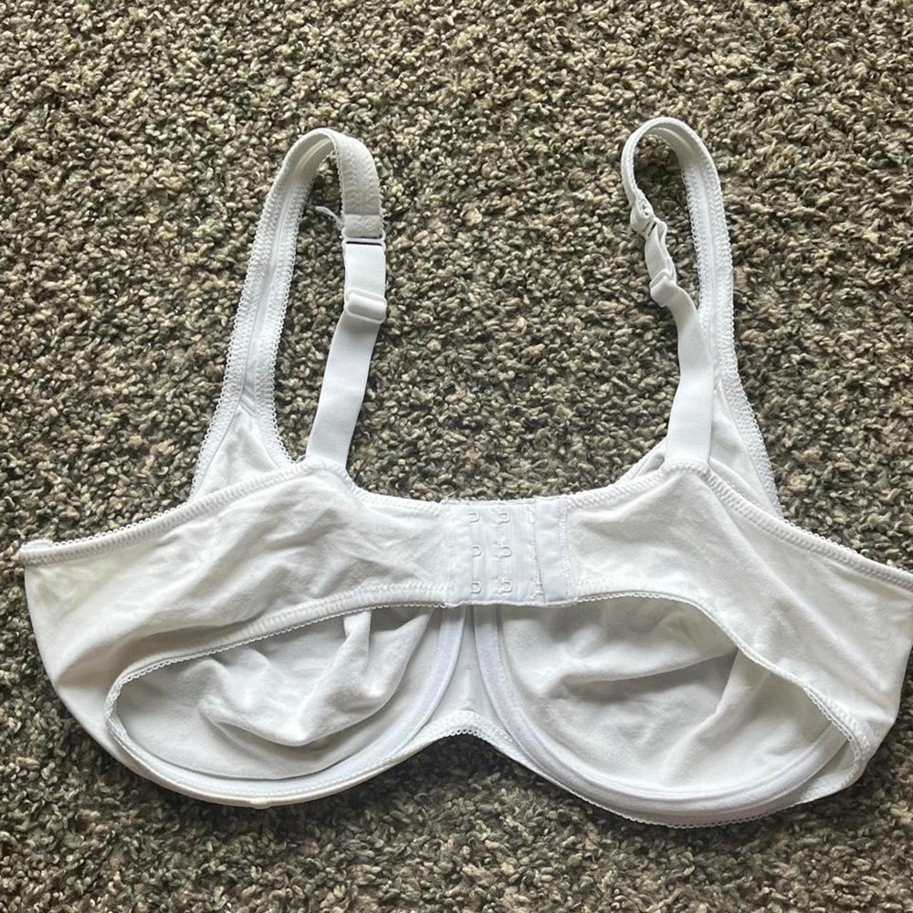 Bali 3850 White Cotton Underwire Bra Scalloped Trim 42D - Picture 4 of 6